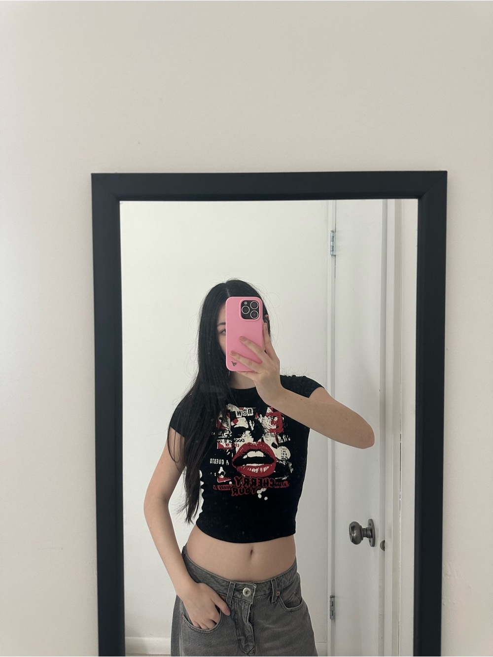 Garage Black Graphic Crop Baby Tee